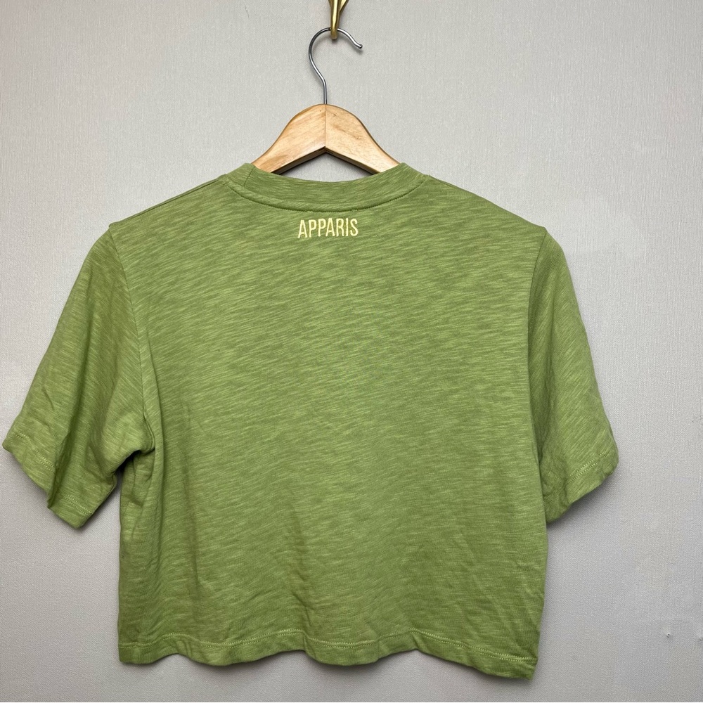 Apparis Heathered Green Crew Neck Cropped Boxy T Shirt‎ Organic Cotton Size XS